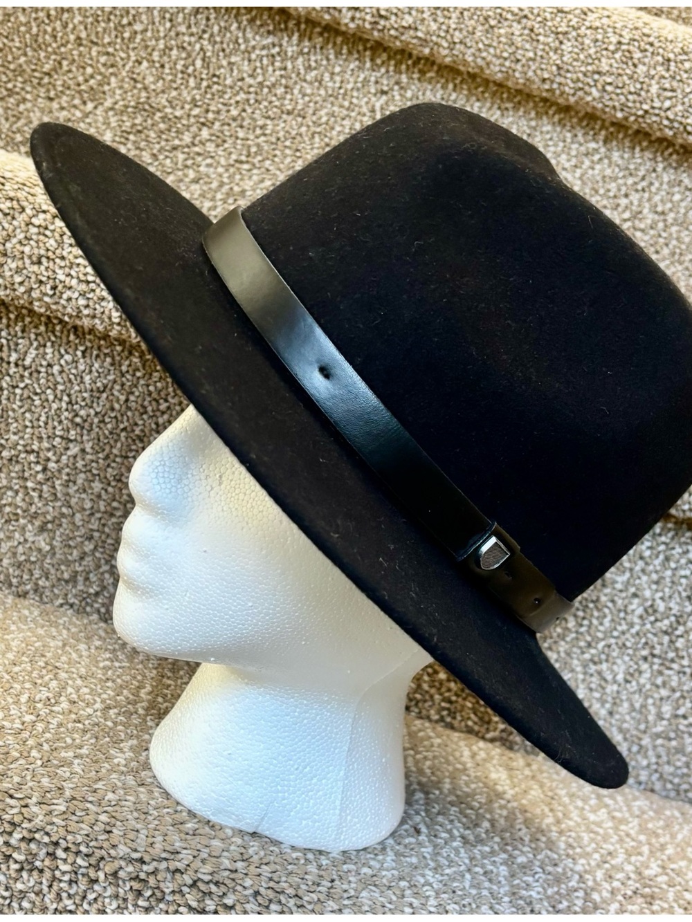 Brixton Black Fedora Hat with Faux Leather Band New Without Tags-XS 6.5